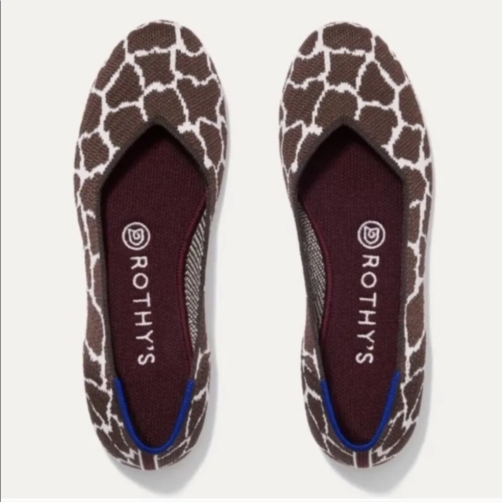Rothy’s The Flat in Chestnut Giraffe Print Size 10